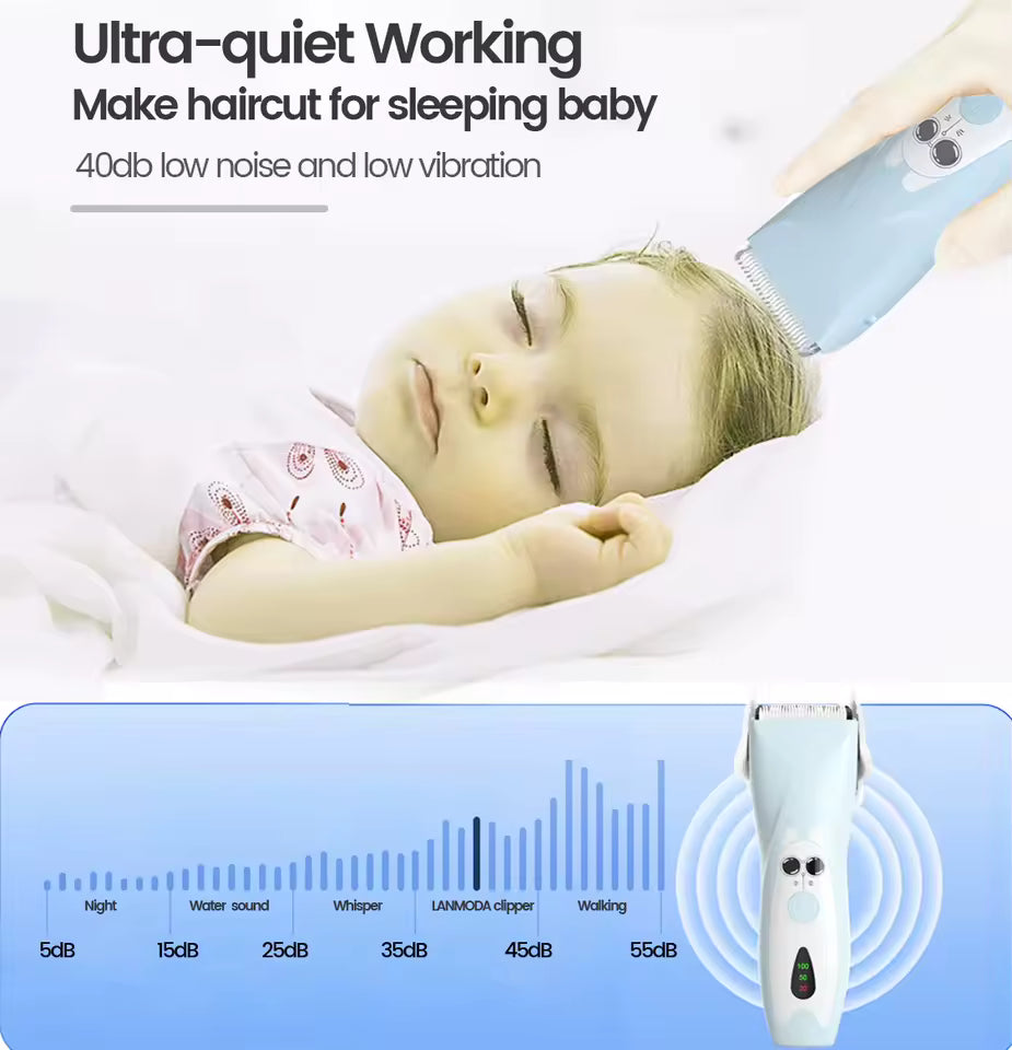 Csendes baba hajvágó elektromosan újratölthető.